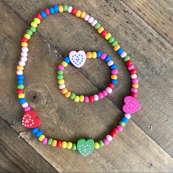 Girls Jewelry set of 5 Multicolor Bohemian Pink Heart - Picture 3 of 12